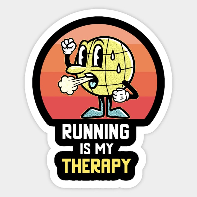 Running Is My Therapy Vintage Retro Motivational Sticker by Dogefellas